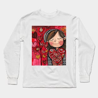 Kind Girl 2024 Valentines Day Drawing Long Sleeve T-Shirt